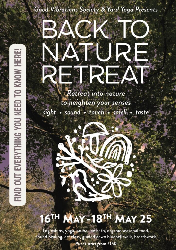 a poster with trees and text for the Back to nature retreat